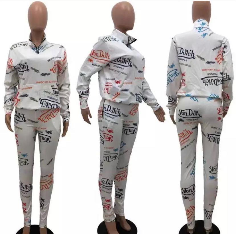 Women von Dutch sweatsuit two piece set casual